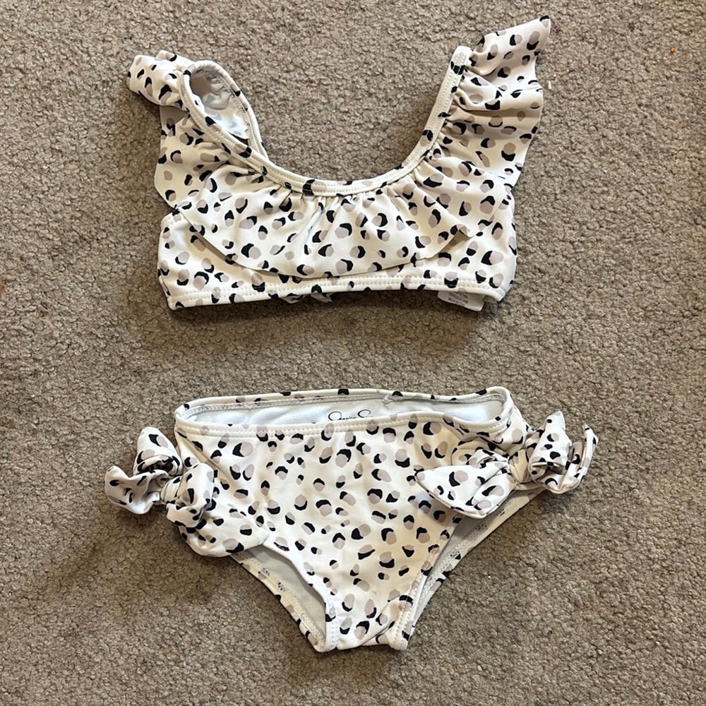 White and Black Ruffle Bikini Set